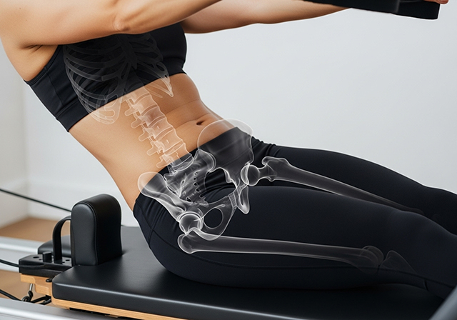 Mỗi động tác Pilates đều được thực hiện với sự kiểm soát tối đa, giúp cơ thể phát triển cân bằng và hỗ trợ xương khớp vững chắc.