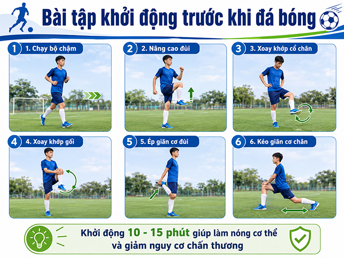 Bài tập khởi động trước khi đá bóng